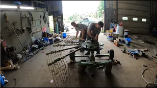 Working on the Krone rake and John Deere 7600