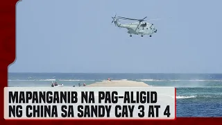 Chinese Navy helicopter, umaligid sa BFAR officials sa Sandy Cay 3 at 4