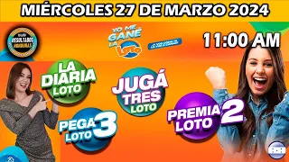 Sorteo 11 AM Resultado Loto Honduras, La Diaria, Pega 3, Premia 2, MIÉRCOLES 27 de marzo 2024