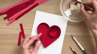 Quilling Valentine’s Day Card/ Контурный квиллинг/ Квиллинг сердце / Квиллинг Валентинка