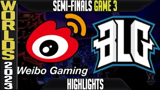 WBG vs BLG Highlights Game 3 | S13 Worlds 2023 Semi-finals | Weibo Gaming vs Bilibili Gaming G3