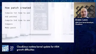 Embedded Fest 2021. Andrii Lukin. CloudLinux runtime kernel update for ARM growth difficulties