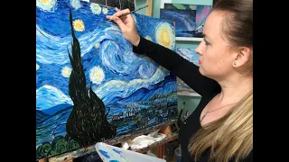 Vincent Van Gogh: The Starry Night | Acrylic Painting Time lapse video