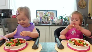 Twins try salad