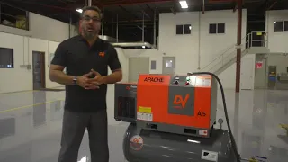 Apache A5 Rotary Screw Air Compressor -  Sound Level Demonstration