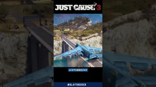 Landing a plan almost too perfectly in Just Cause 3