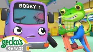 Bobby Bus's Broken Windscreen | Go Gecko's Garage! | Gecko's Adventures | Kids Cartoons