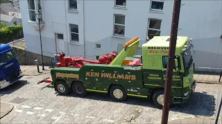 Lorry gets stuck in Swansea, Wales, UK