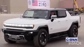 President Biden’s test drives the GM Electric Hummer during a tour the General Motors