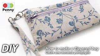 How to Make Zippered Bag | DIY Zipper Pouch | Cucire borsetta tutorial | DIY Fabric Purse Wallet