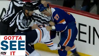 GOTTA SEE IT: Oilers' Nurse Fights Lee After High Stick To The Face
