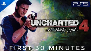 Uncharted 4: A Thief’s End REMASTERED 30 MIN WALKTHROUGH - NO COMMENTARY (PS5 4K 60FPS)