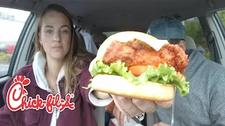 FIRST TIME TRYING CHICK-FIL-A - SPICY DELUXE SANDWICH, NUGGETS & WAFFLE FRIES!