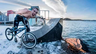 SUPER FREEZING BMX WATER JUMP!