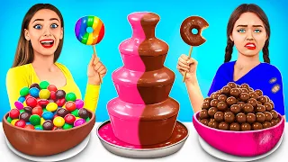 Chocolate Fountain Fondue Challenge | Eating Only Chocolate Food Battle by RATATA