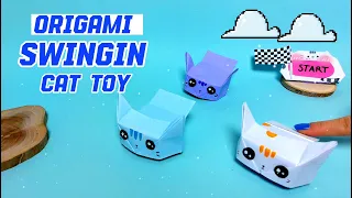 Origami jumping cat   (=^ェ^=) : creative swinging cats anyone can diy at hom.🥰