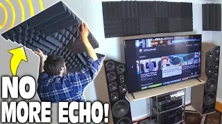 How To Install Acoustic Foam Panels w/ NO ECHO | Home Theater Sound Treatment Setup BEFORE and AFTER