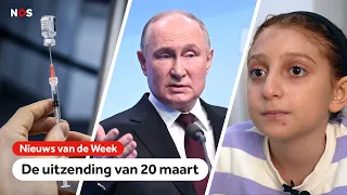 Minder vaccinaties tegen mazelen, Poetin wint verkiezingen, meisje vertelt over oorlog in Gaza.