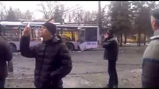 Обстрел троллейбуса в Донецке