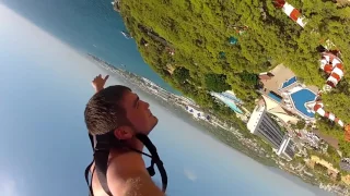 Bungee JumpingТарзанка 75м  Турция  Алания  Аквапарк WaterPlanet