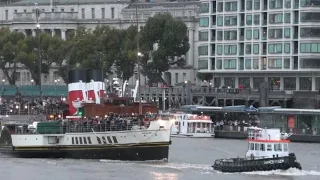 Paddle Steamer WAVERLEY passing TOWER BRIDGE