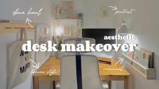 aesthetic desk makeover 🖥️, korean style & Pinterest🌷cozy pastel setup, ikea haul, ☁️📦