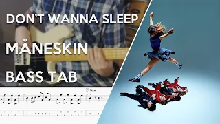 Måneskin - DON'T WANNA SLEEP // Bass Cover // Play Along Tabs and Notation