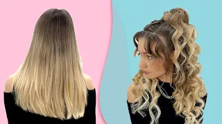 Curls for long hair. High curly ponytail