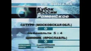 Сатурн 0-0 (5-4 пен) Шинник. Кубок России 2001/2002