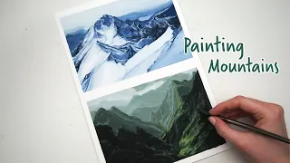 how to paint mountains with gouache 🏔️