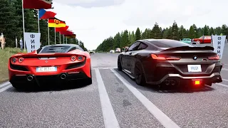 BMW M8 Competition RWD Tuned 888whp vs Ferrari F8 Tributo 720whp at Borovaya