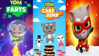Talking Tom Hero Dash VS Talking Tom Farts VS Talking Tom  Cake Jump  Android Gameplay