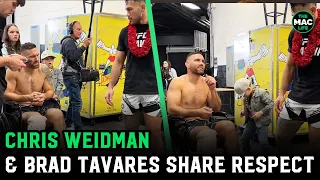 Chris Weidman and Brad Tavares share a moment after their fight