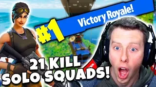 21 KILLS SOLO SQUADS! MY *NEW* KILL RECORD! (Fortnite Battle Royale)