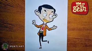 how to draw and coloring mr bean || step by step (cartoon) || MUKTI ARTT