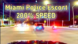Fast Night Driving Through Miami with Police Escort (200% SPEED)