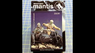 Open Box Review of WWII German Motorcycle Crew, Mantis Miniatures 1/35 Scale (35030).