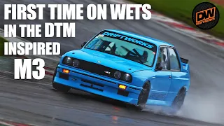 450hp DTM inspired BMW E30 M3 on wets at Donington Park