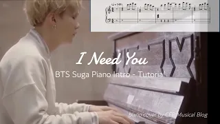 BTS Piano I Need You Suga Piano Intro - Simple Piano Tutorial with Music Sheet