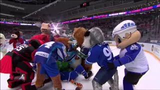 Матч Звезд 2015: драка маскотов / KHL ASG'15: Huge mascot brawl