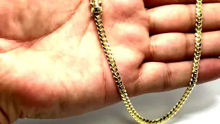 14k Yellow Gold Miami Cuban Link Chain Necklace, Width 4mm