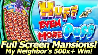 NEW Huff n EVEN More Puff slot!  Neighbor Gets FULL SCREEN MANSIONS! First On YouTube! #vertical
