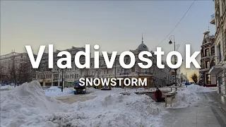 Vladivostok downtown in the snow