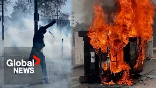 France protests: Storefront smashed, car torched as reform demonstrations continue