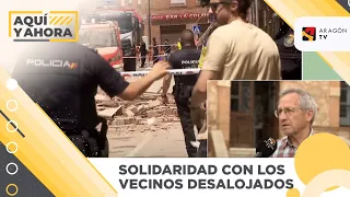 Solidaridad con los vecinos desalojados por el derrumbe de un edificio en Teruel