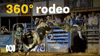 A rodeo, a raging bull and a fearless cowboy in 360-degrees