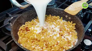 Fried PASTA with milk. Delicious DINNER in a frying pan in 20 minutes.