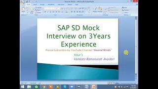 SAP SD Interview on 3 years experience