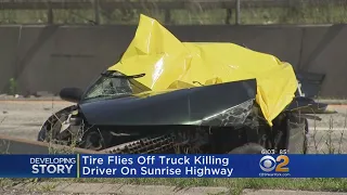 Tire Flies Off Truck Killing Driver On Sunrise Highway