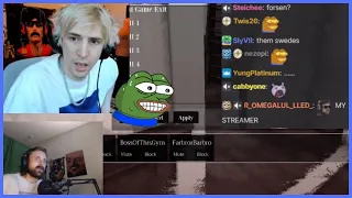 xQc reacts to Forsen almost saying this word on stream